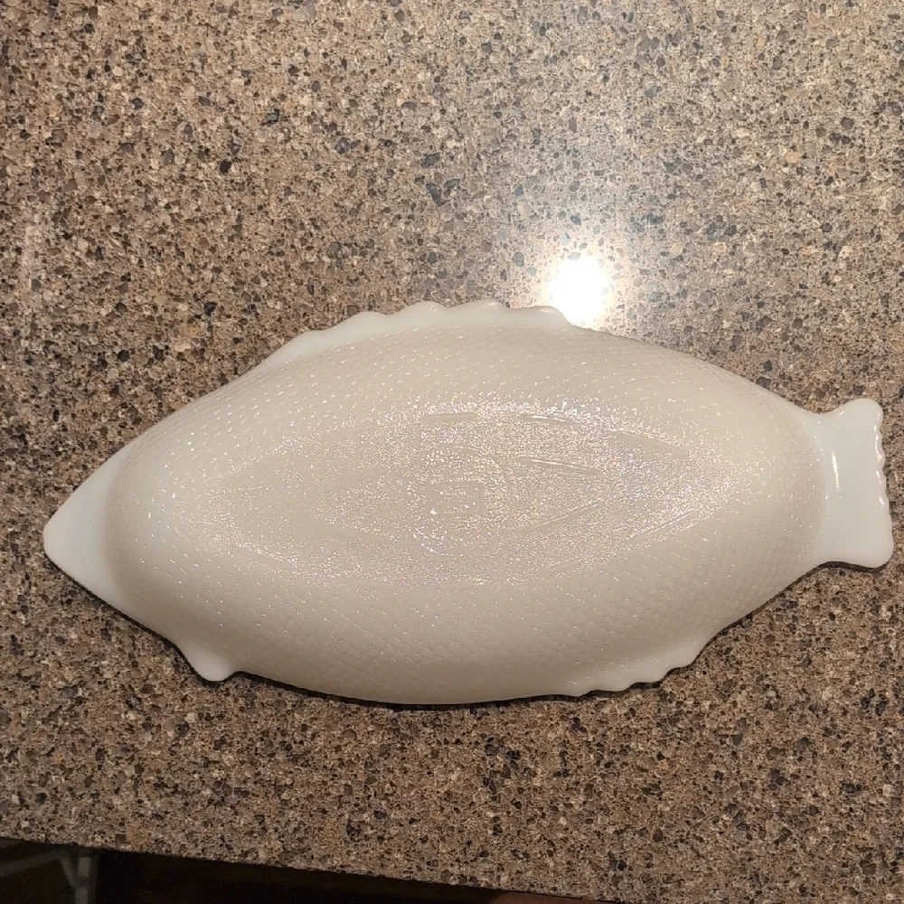 Glasbake Vintage Milk Glass Fish Platter